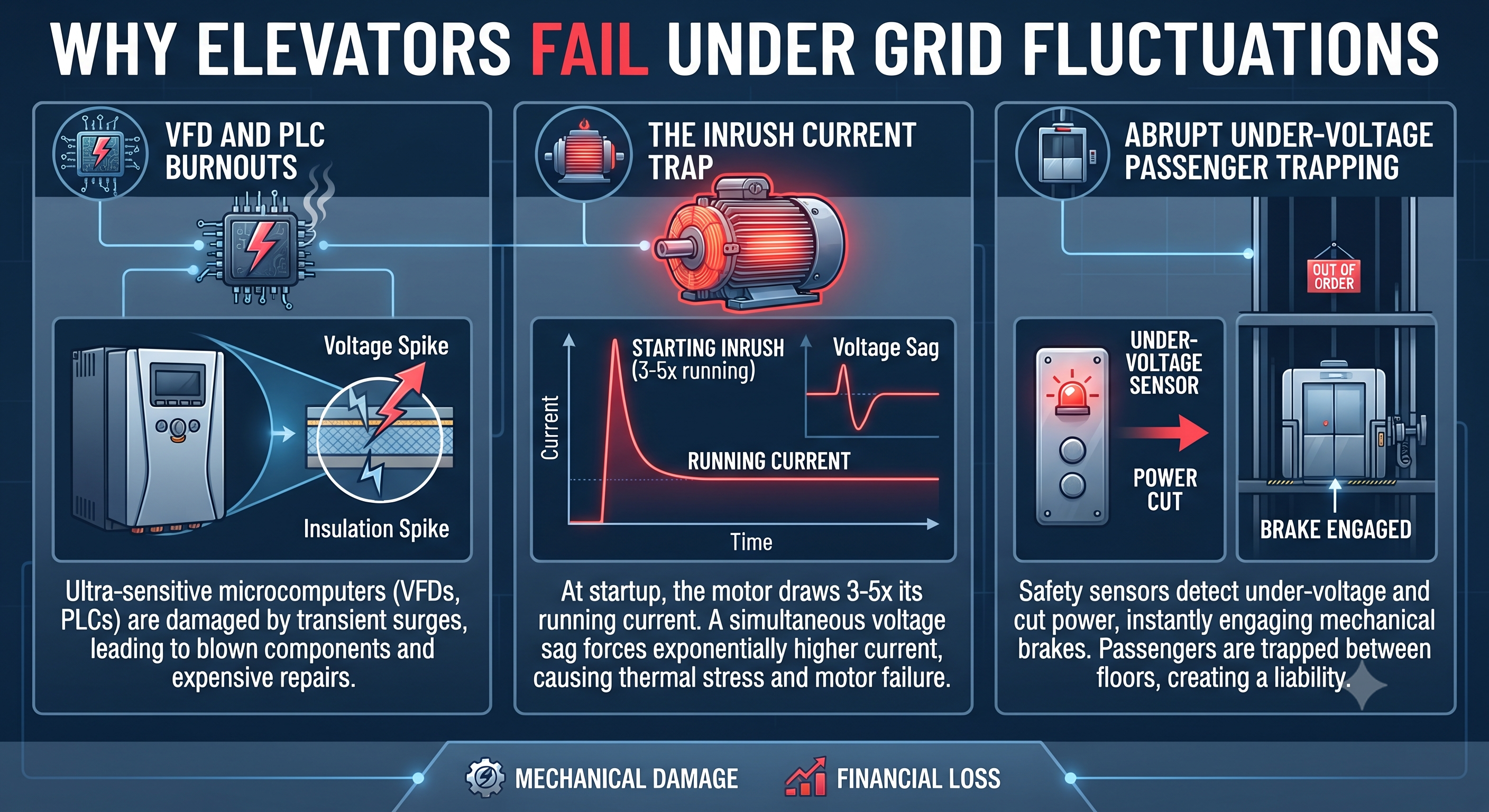 Why Elevators Fail Under Grid Fluctuations